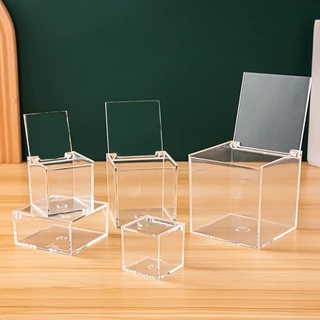 透明翻蓋塑膠盒 正方形翻蓋盒 首飾化妝品收納亞克力盒子 量大可議