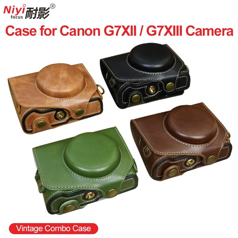 Custodia In Pelle PU Per Canon PowerShot G7X II/III - Vintage, Protettiva Con Cinturino | Include Vite - Foto 12