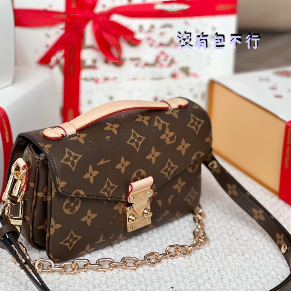 郵差包 mini 老花包 鏈條包 真皮包包 女包 肩背包 斜背包 時尚 | 蝦皮購物