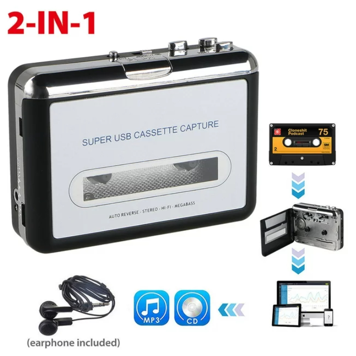 磁帶到 PC 數字 MP3 CD 轉換器 USB 磁帶採集,便攜式磁帶磁帶播放器 | 蝦皮購物