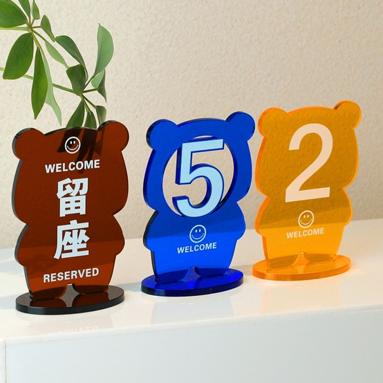 現貨 臺牌 桌牌 薇素蔓亞克力桌號牌 立式餐廳卡通小熊創意ins座位牌 桌牌 臺卡叫號英文字母數字牌 取餐牌 飯店訂 | 蝦皮購物