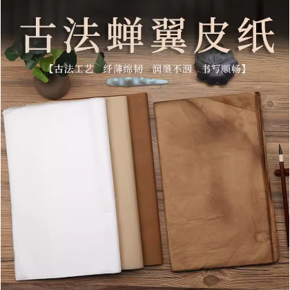 天一堂蟬翼皮紙雁皮古法手工草木染仿古色半生半熟宣紙抄經行書草書小