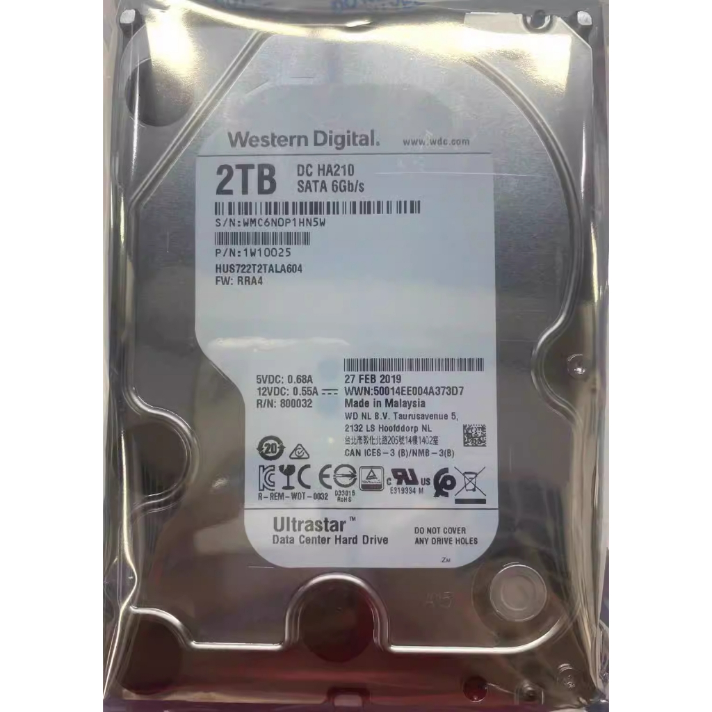HGST WD Ultrastar DC HA210(HUS722T2TALA604) 7K2 企業級硬盤2TB