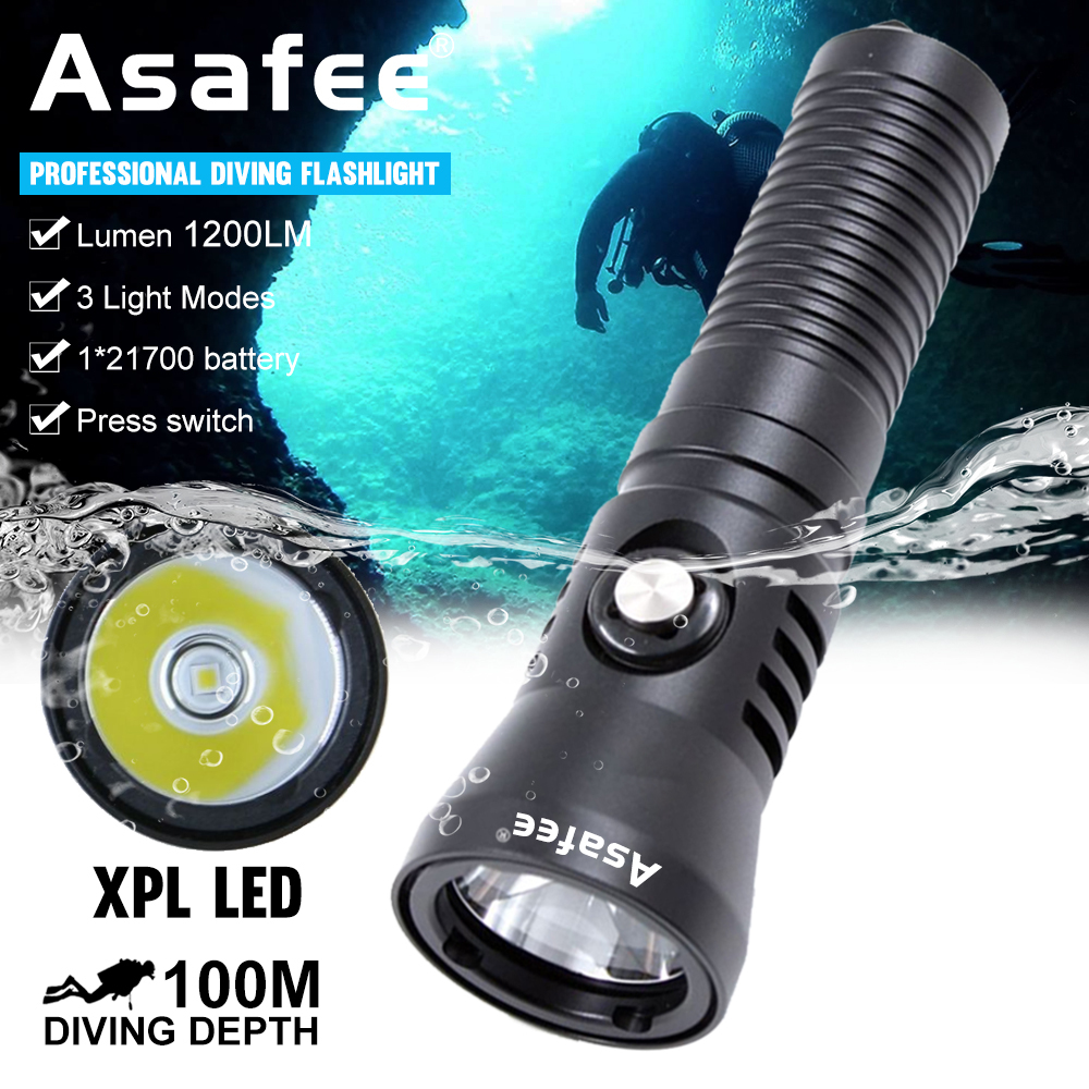 超亮 DT11潛水手電筒XPL LED水下肺3模式開關水下100M探索釣魚1200LM可充電IPX8防水使用21700電 | 蝦皮購物