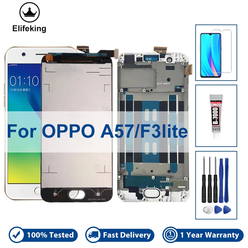 5 2 Lcd 適用於 Oppo A57 2016 F3 Lite Cph1701 顯示屏觸摸屏數字化儀傳感器 帶框 蝦皮購物