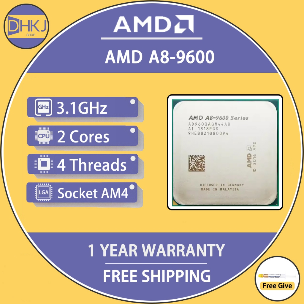 Amd A8 系列 A8-9600 A8 9600 3.1 GHz 65W 四核 CPU 處理器 AD9600AGM44 | 蝦皮購物