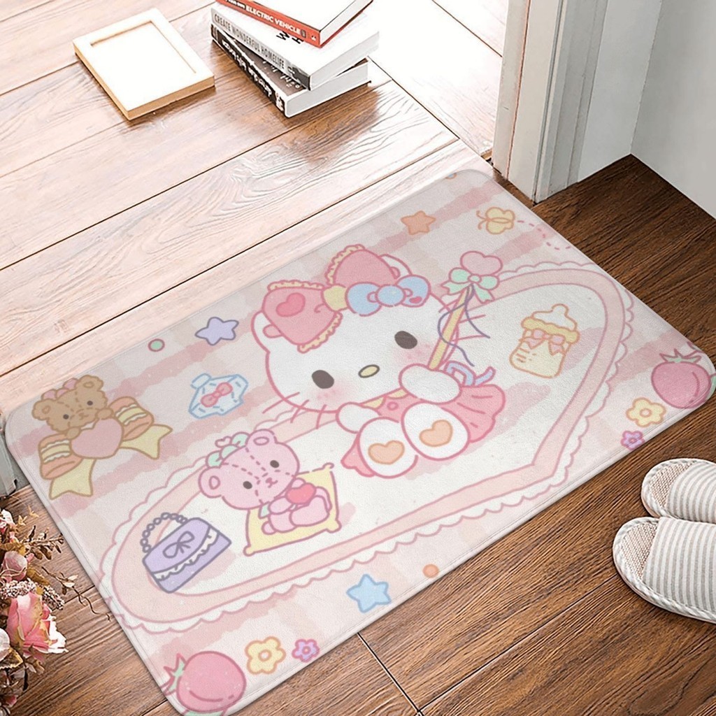 Hello Kitty 浴室墊防滑浴室地毯室內地毯門墊地板污垢捕捉墊鞋刮板 24x16 英寸一種尺寸 | 蝦皮購物