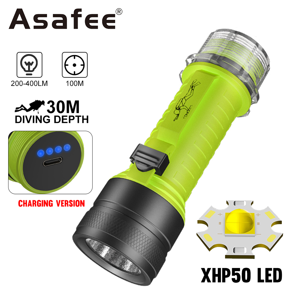 Asafee超亮d456專業潛水手電筒xhp50 LED水下綠燈3檔推磁開關IPX8防水電量顯示可充電潛水教學 | 蝦皮購物