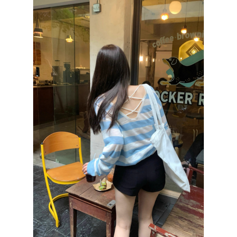 慵懶感透視露背綁繩CROP KNIT/ 3色