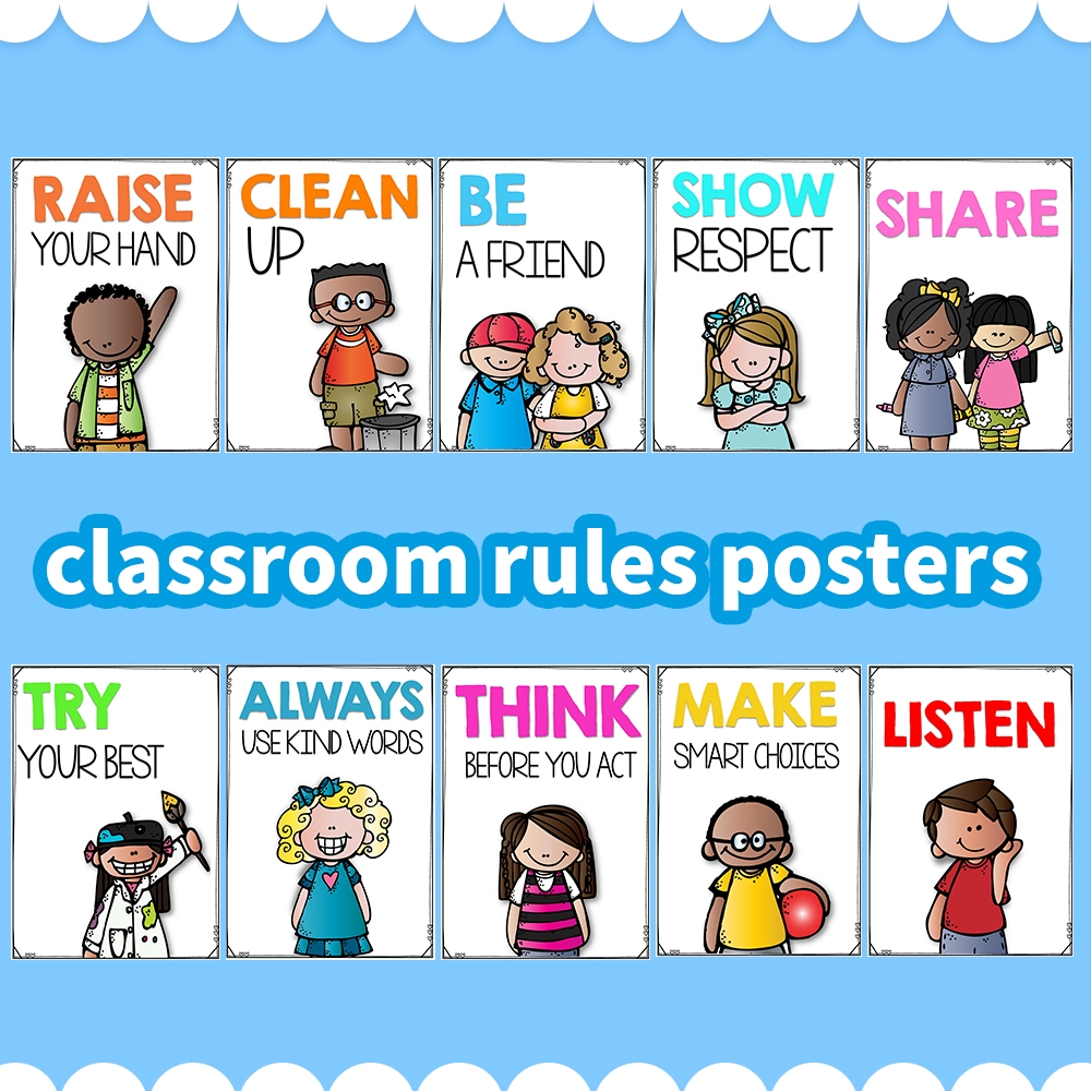 10張 Classroom Rules 教室規則守則A4海報 幼兒英語學習習慣養成 幼稚園教具壁紙 | 蝦皮購物