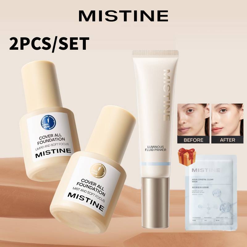 Mistine粉底輕盈持久全天高遮瑕控油啞光+無孔底漆面部底霜隱形毛孔保濕 | 蝦皮購物