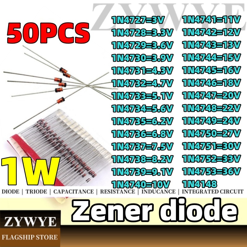 50PCS 1N4733A 穩壓二極管 1N4742 3.3V 5.1V 12V 16V 18V 22V 1N4733 | 蝦皮購物