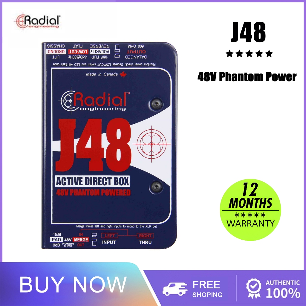Radial J48 MK2 48V Phantom Power Active Direct Box,J48立體聲Di | 蝦皮購物