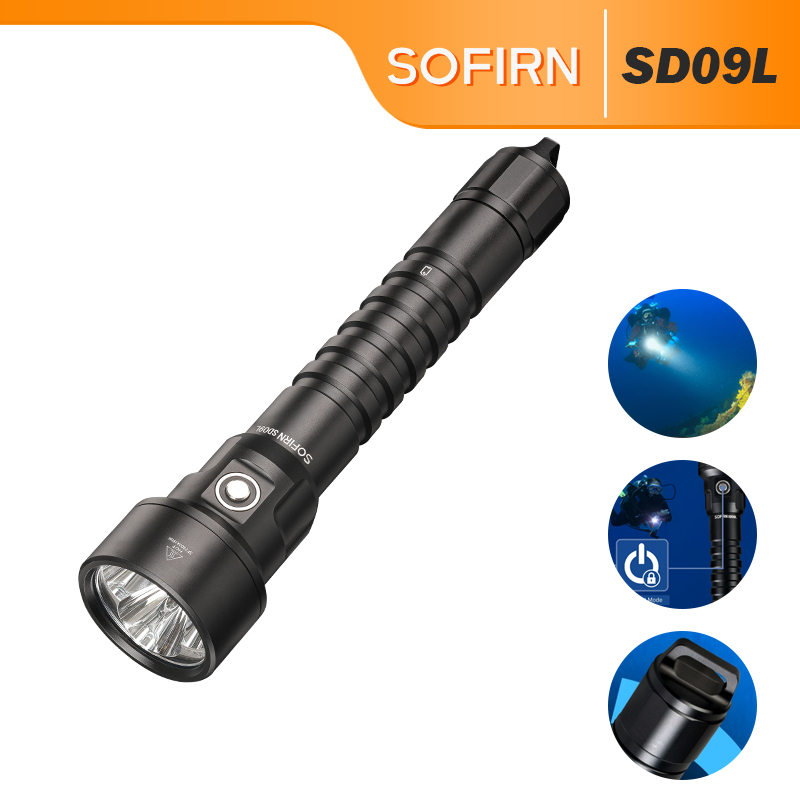 Sofirn SD09L 6800 流明超亮 LED 水下燈,可充電電源,IPX8 防水潛水手電筒,適用於夜間洞穴潛水 | 蝦皮購物