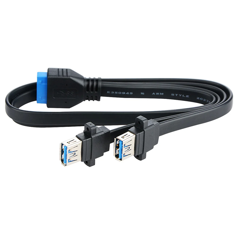 雙 2 端口 USB 3.0 前面板延長線 A 型母頭轉 20 針盒接頭母頭插槽適配器電纜 | 蝦皮購物