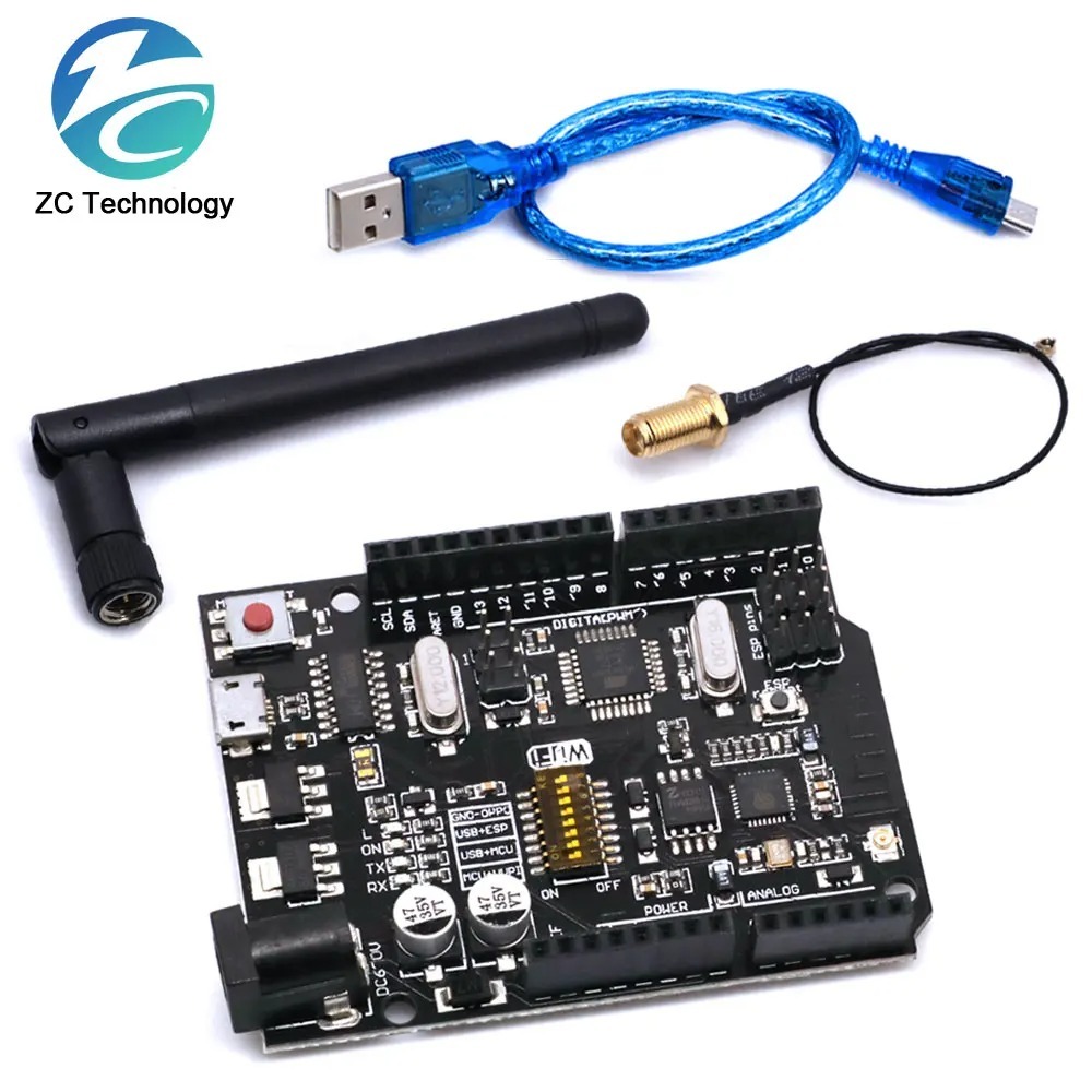 Uno+wifi R3 ATmega328P+ESP8266 CH340 (32Mb 內存) 6V-9V USB-TTL | 蝦皮購物