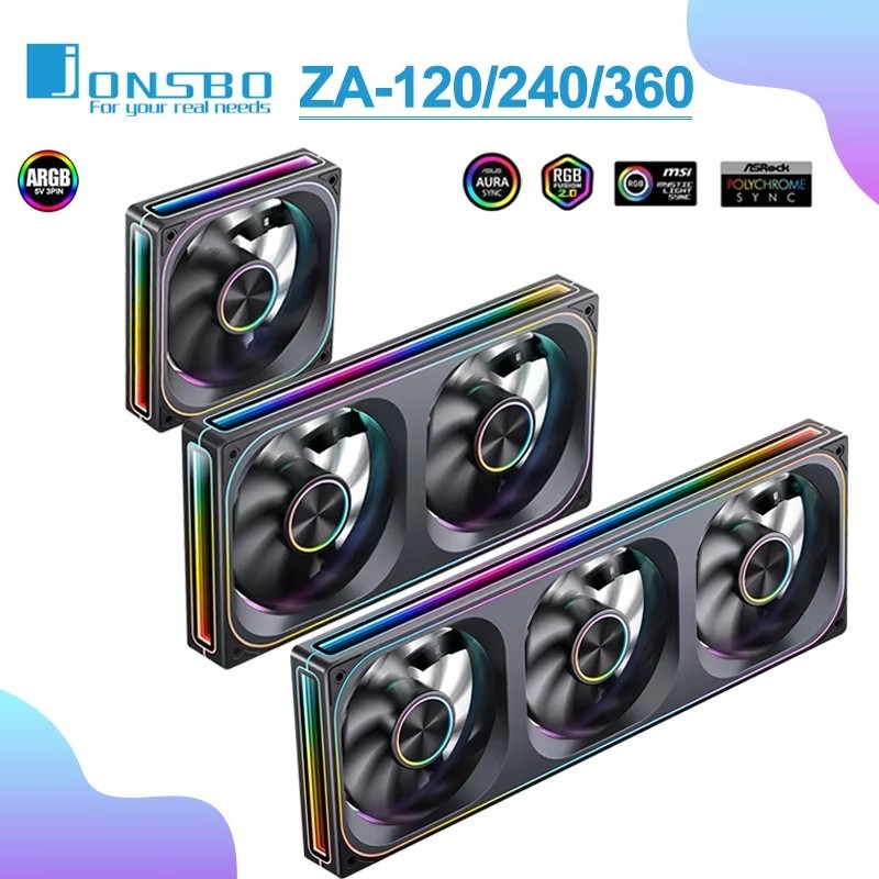 Jonsbo ZA-120/240/360 機箱風扇360 多面千層鏡面5V 3PIN ARGB 12cm