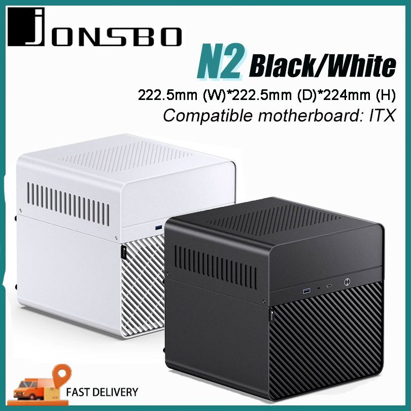 Jonsbo N2 PC-behuizing, NAS-behuizing, 5 1 geheugenplaatsen, hot-swapping-technologie, aluminium, mini-ITX, zwart