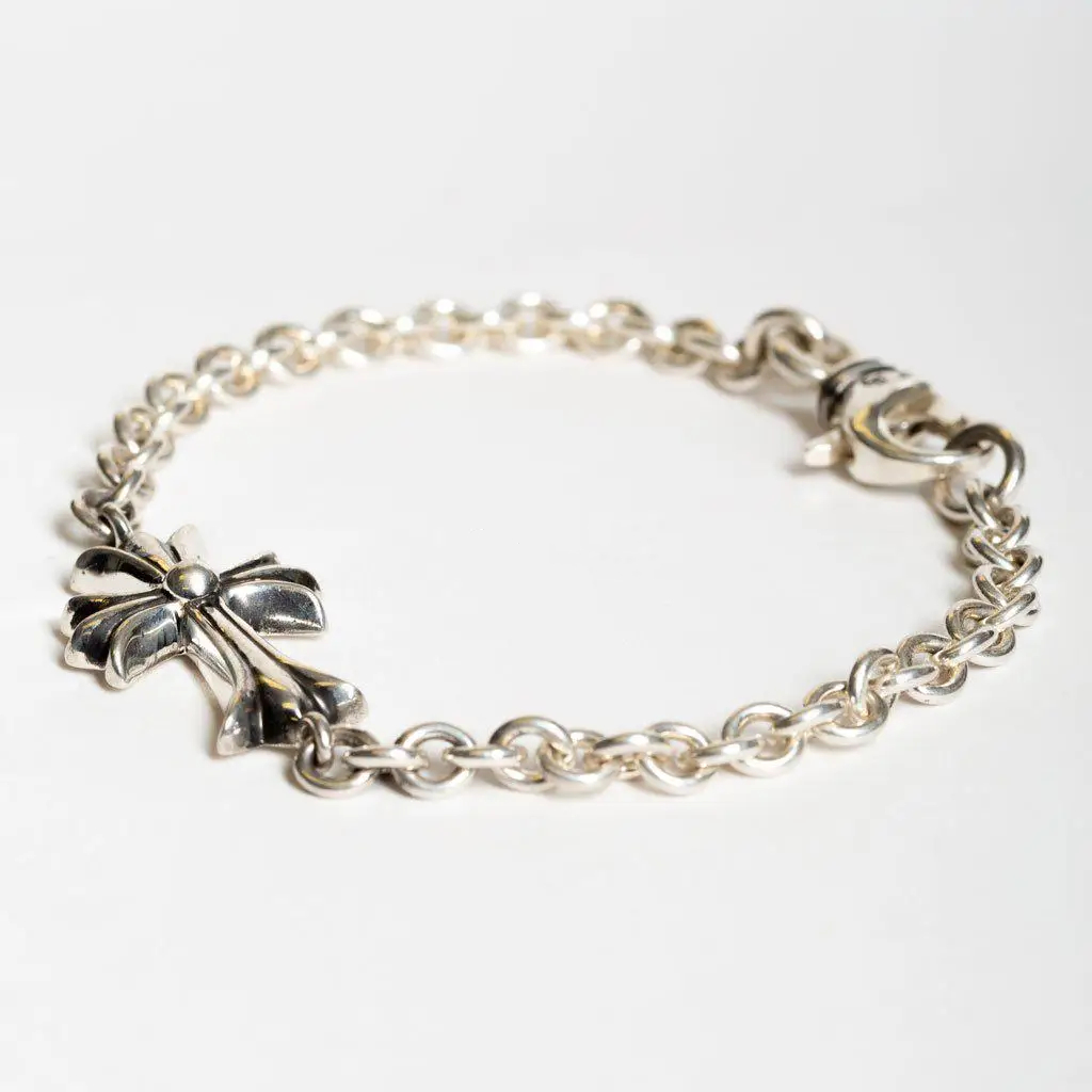 克羅心Chrome Hearts CH 925銀龍蝦扣Tiny十字架手鍊| 蝦皮購物