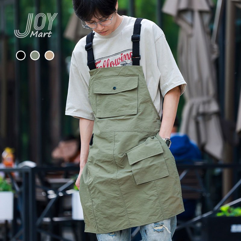 [關注領折扣券] JoyMart 日式防潑水圍裙 工裝風圍裙 工作圍裙 咖啡店制服 揹帶圍裙 美髮師圍裙 餐廳制服 防汙 | 蝦皮購物