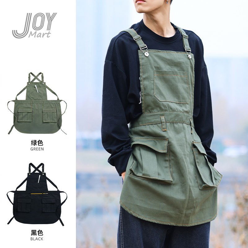 [關注領折扣券] JoyMart 工裝牛仔圍裙 工業風圍裙 工作圍裙 廚房圍裙 美髮師圍裙 耐髒 帶口袋 廚房 餐廳 工 | 蝦皮購物