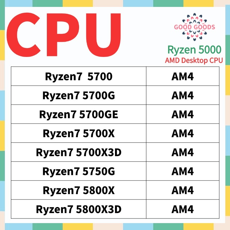 Ryzen7 5700 R7 5700G R7 5700GE R7 5700X R7 5700X3D R7 5750G | 蝦皮購物