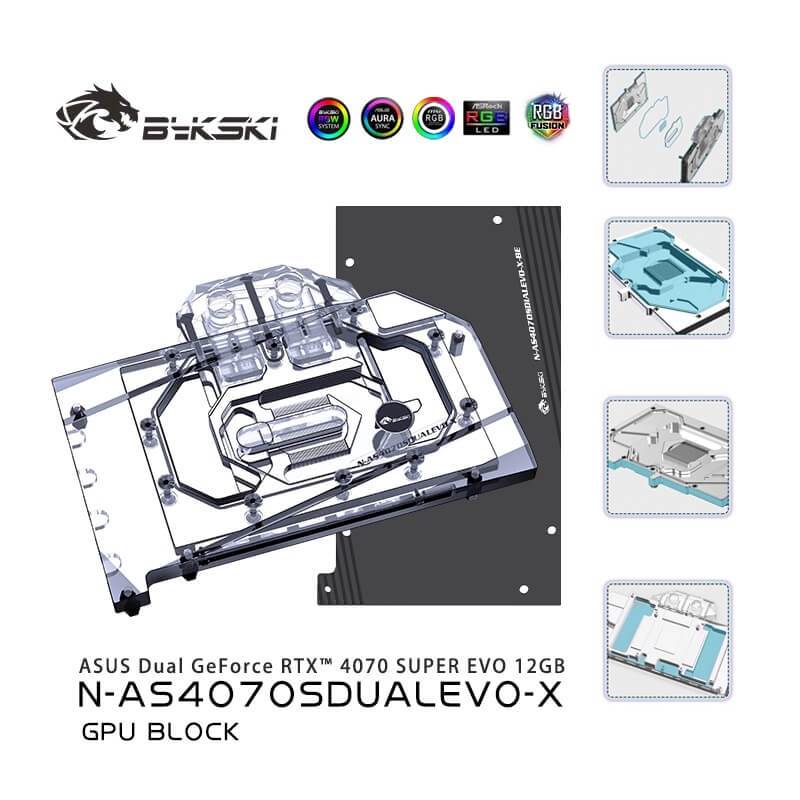 BYKSKI 全覆蓋 GPU 水冷頭和背板適用於華碩 DUAL GEFORCE RTX 4070 SUPER EVO 1 | 蝦皮購物