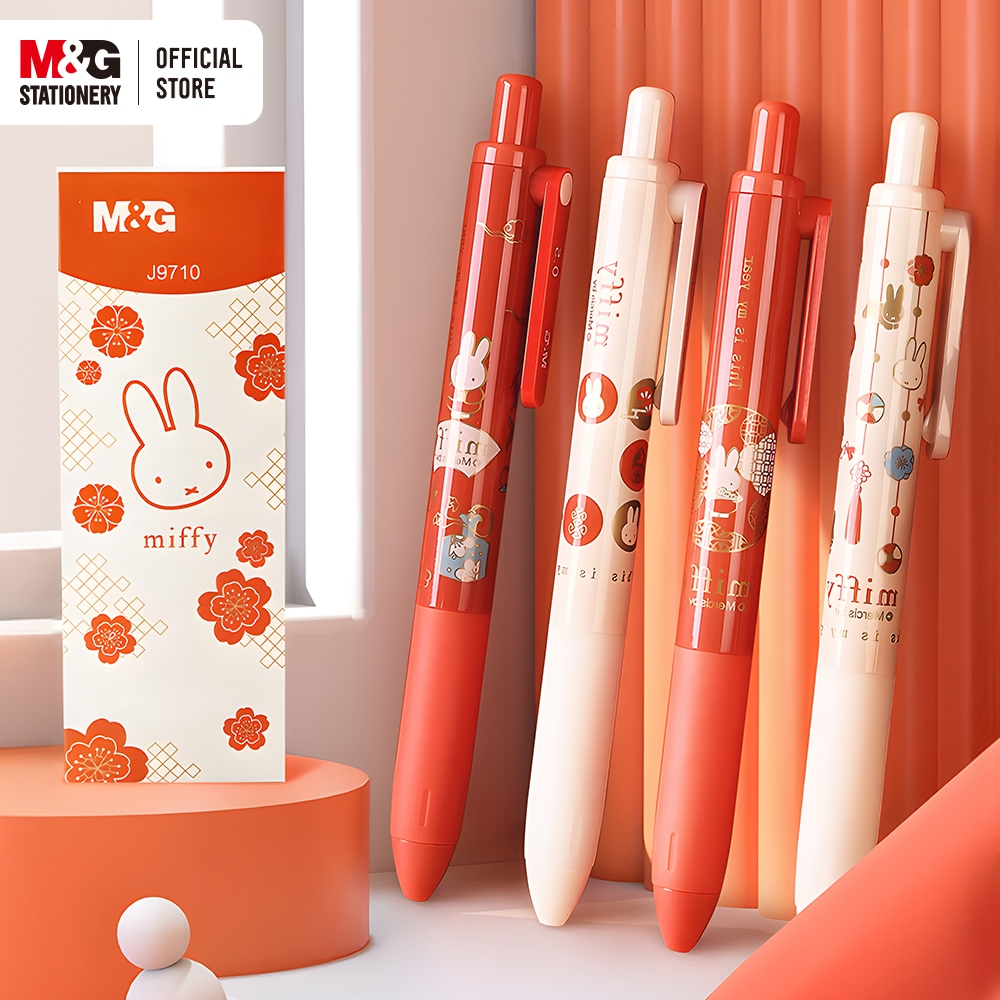 M&g Miffy 系列 4 支裝速乾按動中性筆圓珠筆黑色水筆學生用考試可愛卡通滾珠簽字筆 | 蝦皮購物