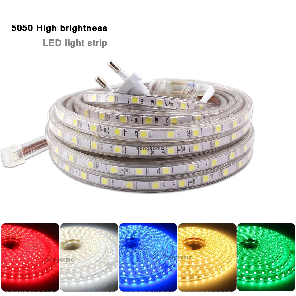 Smd 5050 LED 燈條柔光燈 AC 220V LED 膠帶防水戶外 LED 燈花園步行家庭派對新年裝飾 | 蝦皮購物
