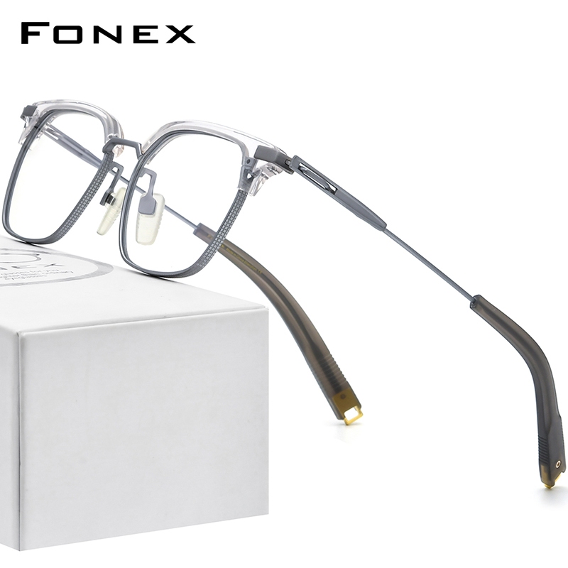 Fonex 醋酸纖維鈦眼鏡框男士2025 復古超大方形眼鏡女士眼鏡眼鏡DRX2085