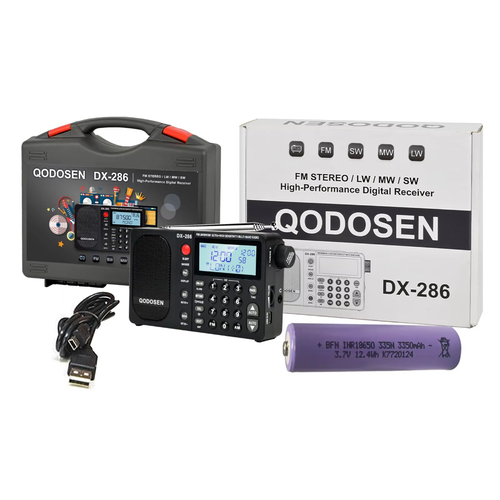 Qodosen DX-286 便攜式收音機AM/FM/LW/SW 數字世界全波段收音機帶