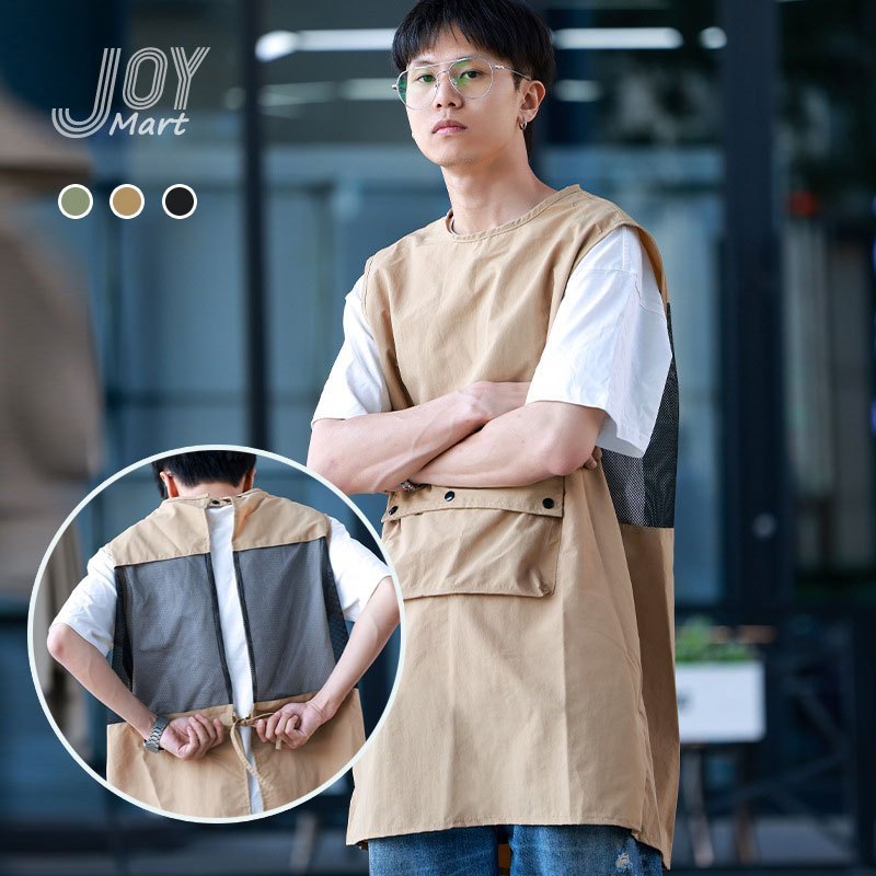 [關注領折扣券] JoyMart 透氣背心圍裙 後背網格 防潑水工作圍裙 夏季圍裙 咖啡店制服 工裝風圍裙 廚房圍裙 餐 | 蝦皮購物