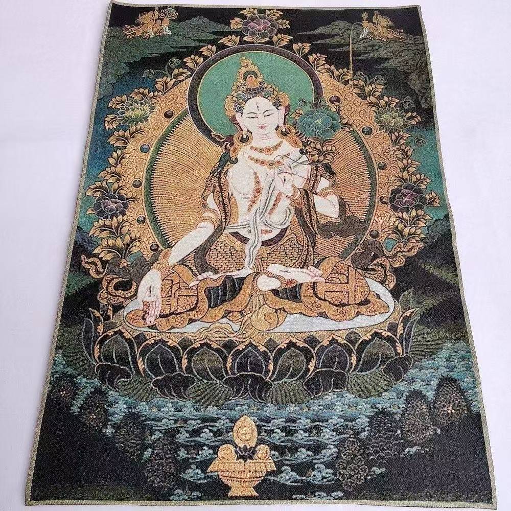 唐卡刺繡 白度母畫像 菩薩未裝裱 刺繡60*90釐米 | 蝦皮購物