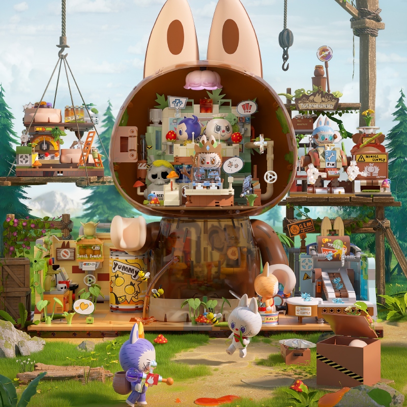 POPMART泡泡瑪特THE MONSTERS 森林秘密基地系列拼搭積木labubu 拉布布 