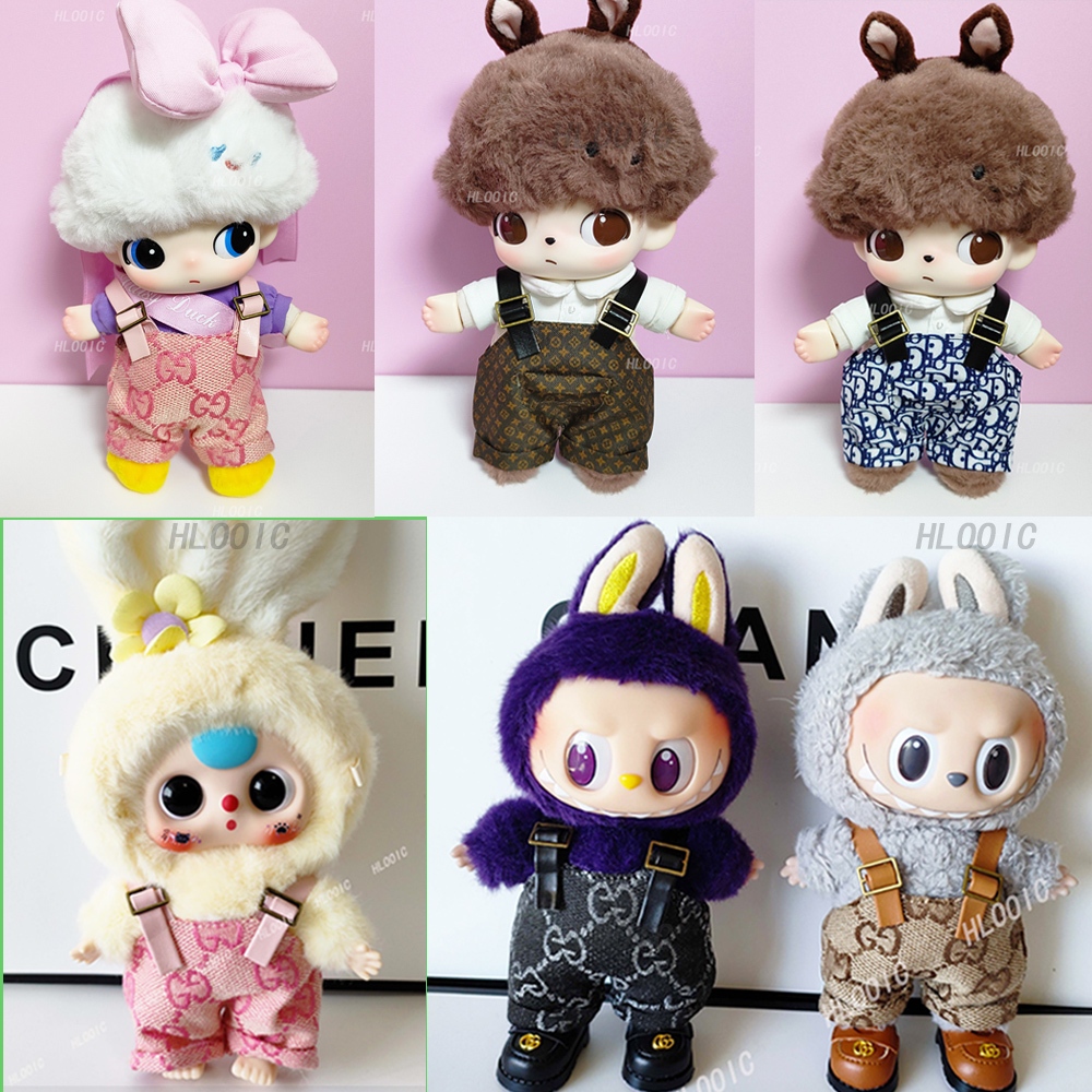DIMOO World 15cm 17cm Labubu 衣服娃娃吊帶褲寶寶三隻馬卡龍可愛兔子 & bao-ao & L | 蝦皮購物