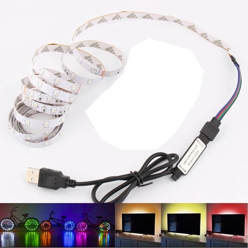 5V RGB Led 燈條 USB PC 電視背光 2835 USB Led 燈條 RGB 燈帶二極管色帶 5 米 | 蝦皮購物