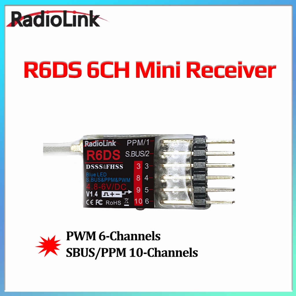 RC Receiver Radiolink R6DS 2.4GHz - 6/10 Channel, SBUS/PWM/PPM For ...