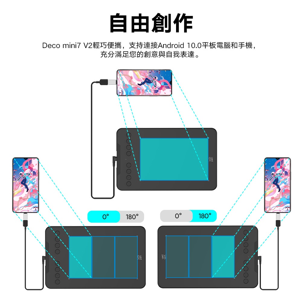 XPPen Deco min7 V2 繪圖板電繪板7英寸便攜入門級電子數位板16K筆壓