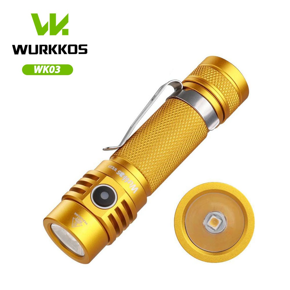 全新Wurkkos -TLF Golden WK03 18650 手電筒Nichia 519A 5000K 1200