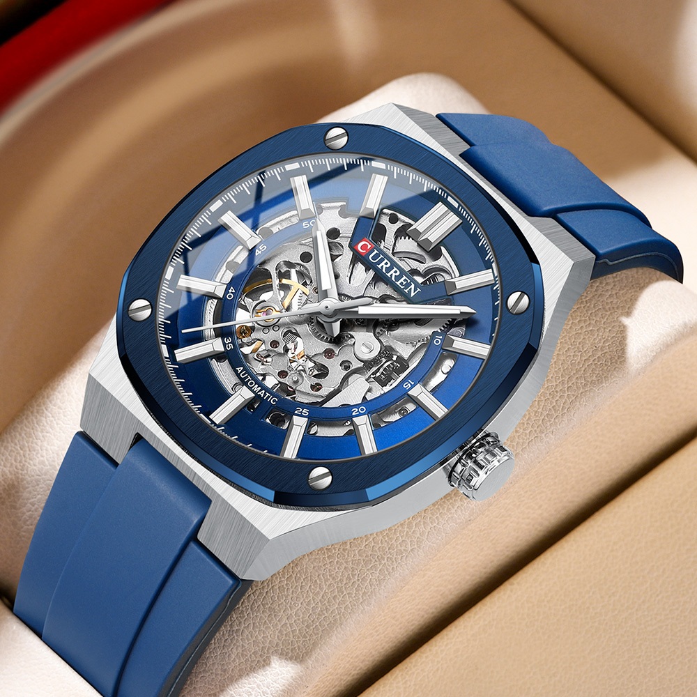 CURREN 全自動機械表商務優雅機芯心形防水夜光男士手錶8485 X | 蝦皮購物