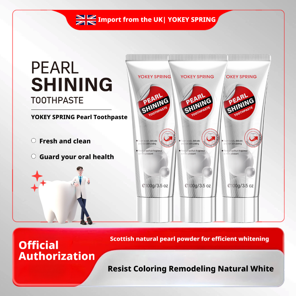 YOKEY SPRING Pearl Shining Mint 英國牙膏,3.5 盎司 - 有助於去除表面污漬,美白牙齒 | 蝦皮購物
