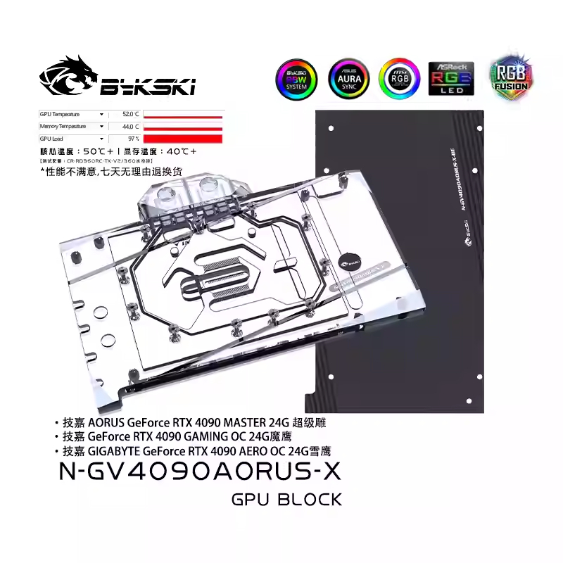 Bykski 全覆蓋 GPU 水冷頭和背板適用於技嘉 AORUS GeForce RTX 4090 Master 24G | 蝦皮購物