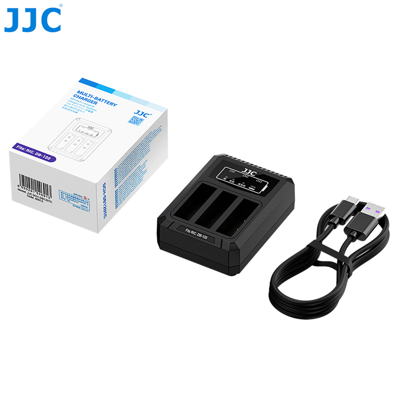JJC 理光DB-120 電池充電器Ricoh GR IV GR4 GRIV 相機電池三槽充電座三