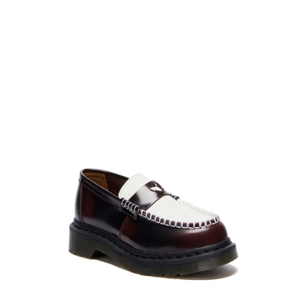 Dr. Martens 馬汀Penton心形Arcadia Rub Off皮革黑色+ 櫻桃紅拼色樂福