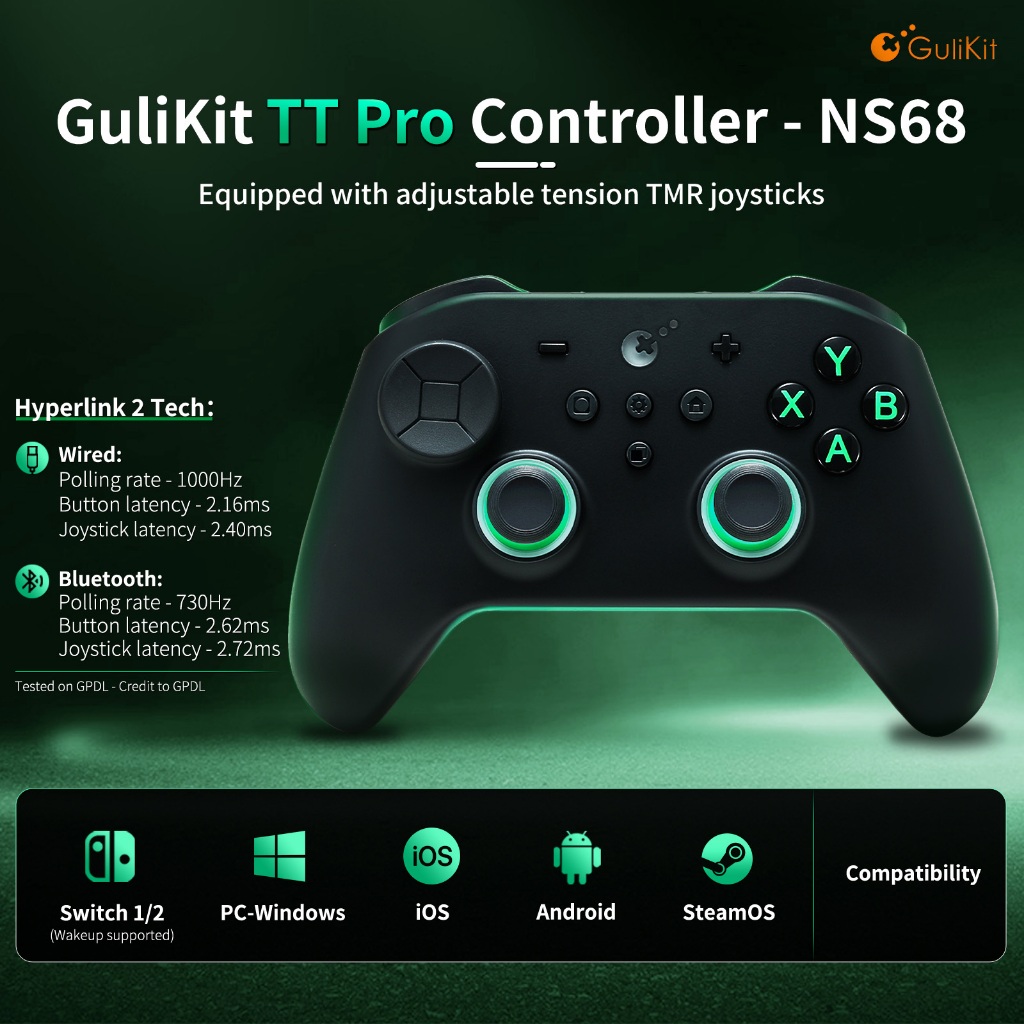 GuliKit TT Pro 控制器 NS68 配備可調張力 TMR 操縱桿兼容性 PC-Windows/iOS/And | 蝦皮購物