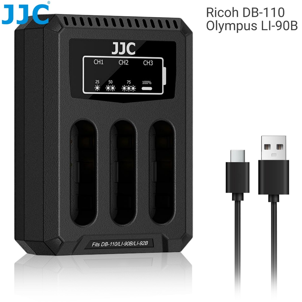 JJC 理光DB-110電池充電器Ricoh GR3x GR3 GR IIIx GR III HDF 相機適用