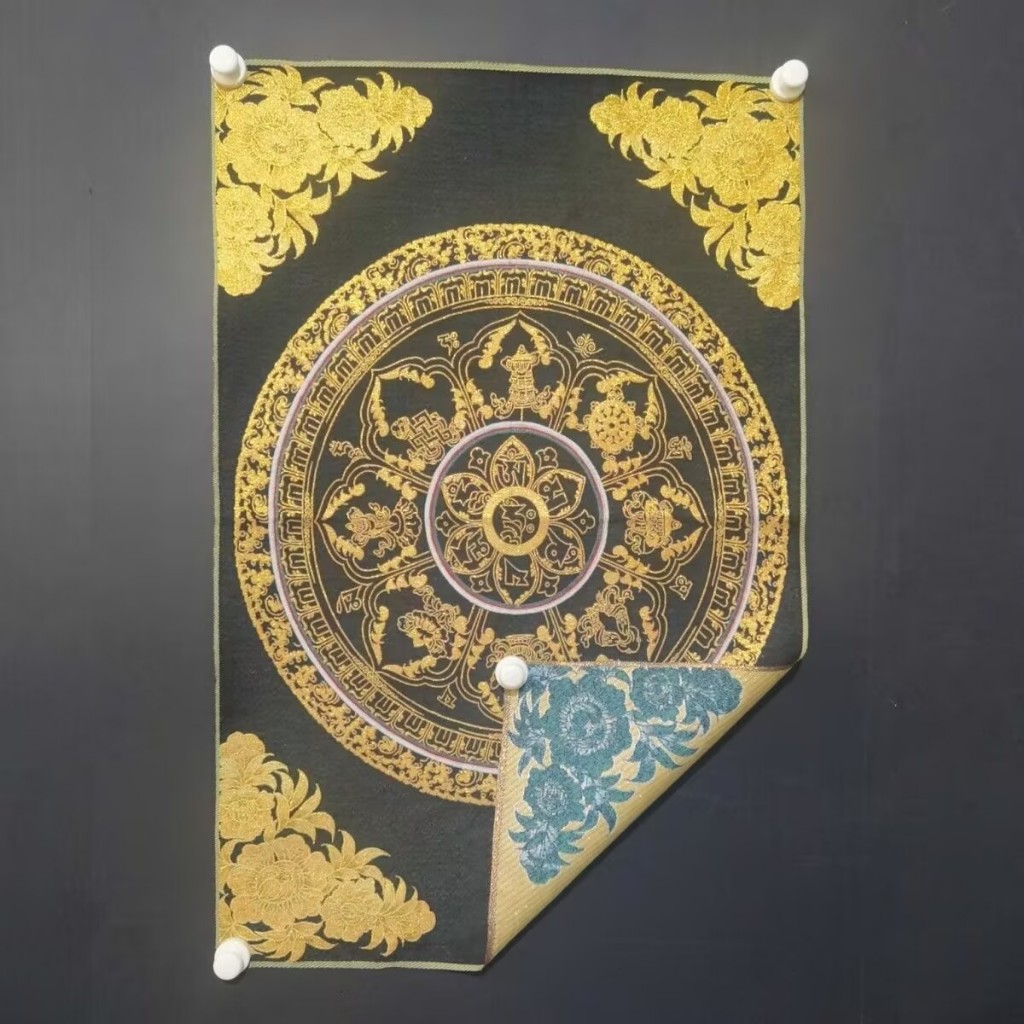 唐卡刺繡 八寶吉祥 織錦布裝飾畫 玄關掛畫國畫 | 蝦皮購物
