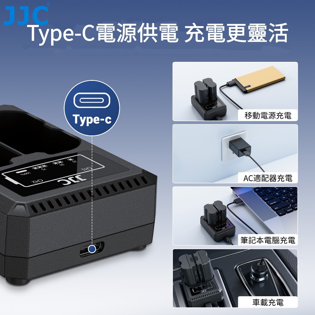 Caricabatterie USB Duale Per Batterie Olympus BLH-1 – Ricarica Due Batterie Contemporaneamente, Display LCD, Compatibile Con OM-D E-M1 Mark II/III/X