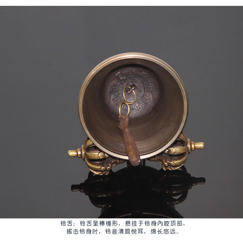 黃銅純手工尼泊爾九股金剛鈴杵手工雕花/八吉祥/八寶鈴/金剛結鈴/六字