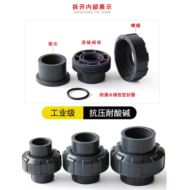 加厚PVC活接塑膠水管配件快速接頭UPVC 管化工由令由任油擰直通活接頭20mm25mm32mm4分6分1寸50mm | 蝦皮購物